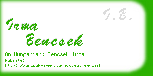 irma bencsek business card